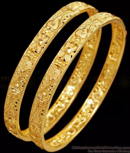 Flower Design Plain Forming Bangle Two Gram Gold Jewellery