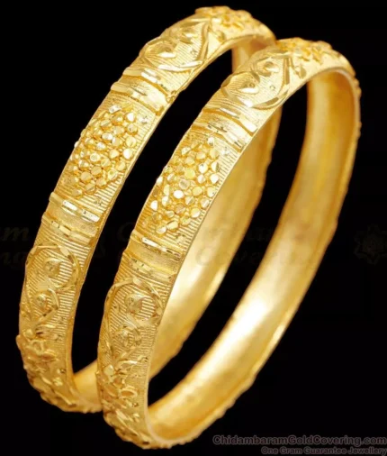 Leaf Design Plain Forming Bangle Shop Online Two Gram Gold Jewellery