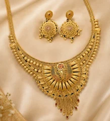 Bridal Necklace- Wide 2.5 Layer – gold plated jewellery by Tanishka Jewels