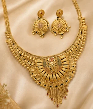 Bridal Necklace- Wide 2.5 Layer – gold plated jewellery by Tanishka Jewels