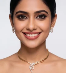 Designer Gold-Plated Necklace with AD