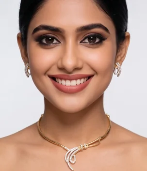 Designer Gold-Plated Necklace with AD