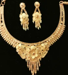 Flower design Necklace – gold plated jewellery by Tanishka Jewels