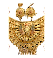 Full Gold Bridal Necklace Dangler Earring Combo Set – gold plated jewellery by Tanishka Jewels