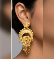 Gold Plated Moon Dangler Earring