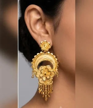 Gold Plated Moon Dangler Earring