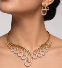 Designer Gold-Plated Necklace with AD for a Luxury look