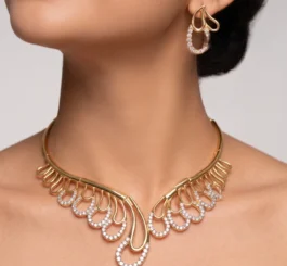 Designer Gold-Plated Necklace with AD for a Luxury look