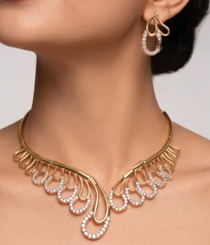 Designer Gold-Plated Necklace with AD for a Luxury look